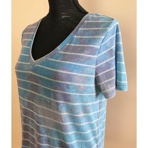 BDG Tie Dye Striped Vneck Tee